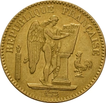 1848 20 French Francs Gold Coin Guardian Angel Genius A