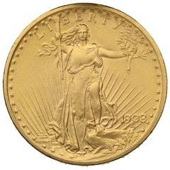 1908 $20 Gold Coin Double Eagle St Gaudens Head Philadelphia No Motto