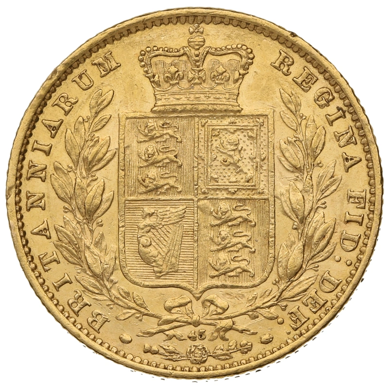 1866 Gold Sovereign - Victoria Young Head Shield Back- London