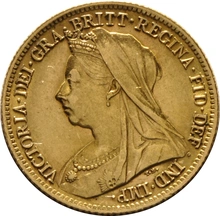 1899 Gold Half Sovereign - Victoria Old Head - London