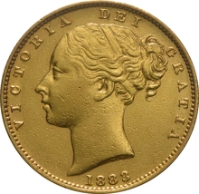 1883 Gold Sovereign Coin Queen Victoria Young Head Shield Back Sydney