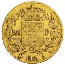 1817 20 French Francs - Louis XVIII Bare Head - A