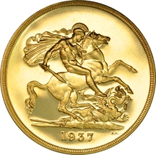 1937 - George VI Gold Proof Five Pound £5 Gold Coin NGC PF63 Cameo