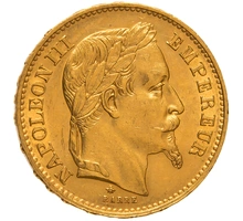 1869 20 French Francs Gold Coin Napoleon III A