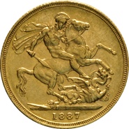 1887 Gold Sovereign - Victoria Young Head - S