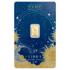0.5g Gold Bar PAMP Zodiac Libra Minted