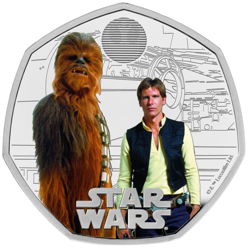 2024 Star Wars - Han Solo & Chewbacca Fifty Pence Proof Silver Coin Boxed