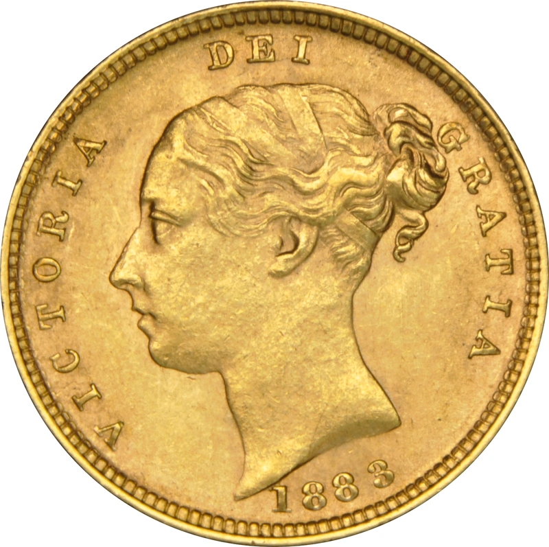 1883 Half Sovereign Victoria Young Head Shield Back - London NGC MS62+