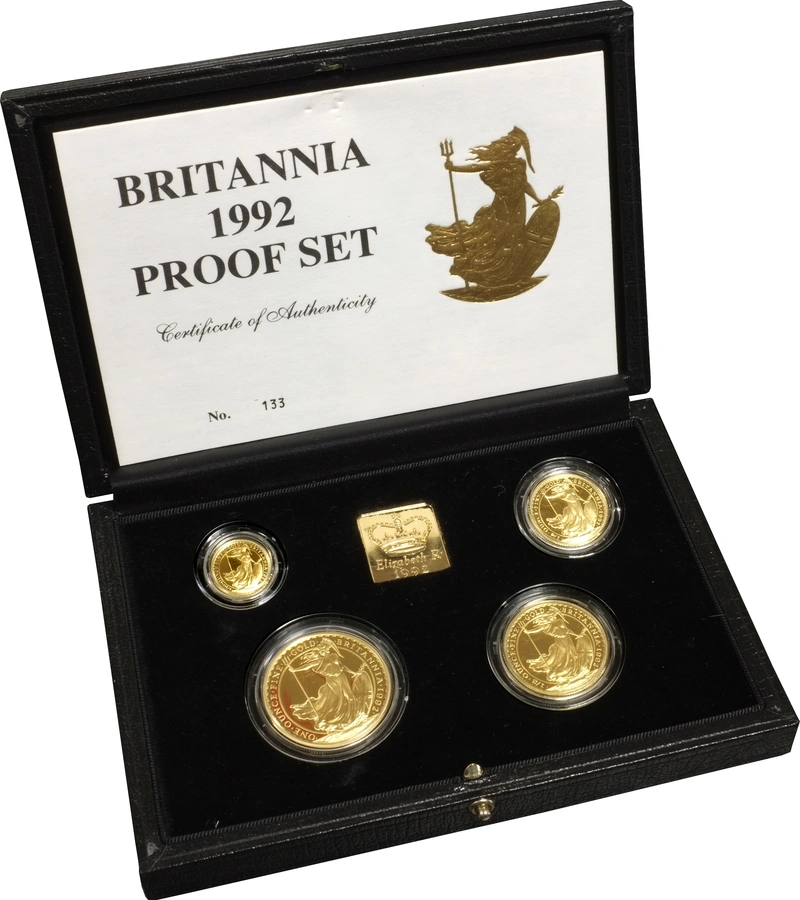 1992 Proof Britannia Gold 4-Coin Boxed Set
