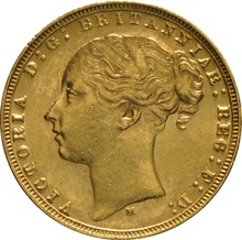 1873 Gold Sovereign - Victoria Young Head - M