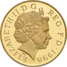 1998 - Gold Five Pound Proof Coin with £50 note