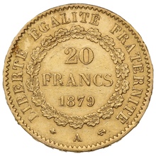 1879 20 French Francs - Guardian Angel - A