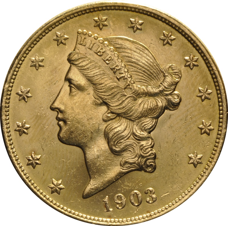 1903 $20 Double Eagle Liberty Head Gold Coin, Philadelphia