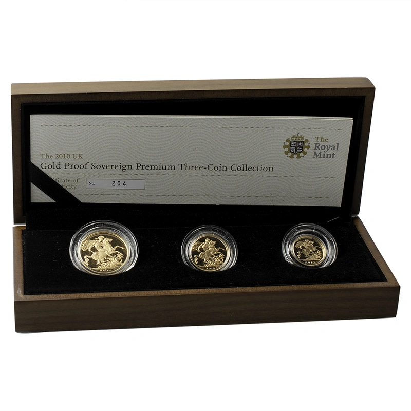 2010 Proof Gold Sovereign Premium 3 Coin Set Boxed