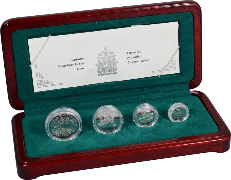 2002 Platinum Canadian Great Blue Heron 4 coin set