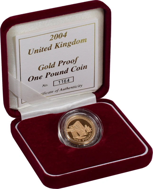 2004 Proof Gold 1 Pound Coin Forth Bridge Boxed