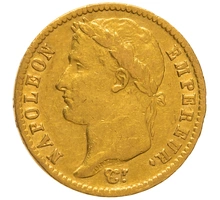 1814 20 French Francs Gold Coin Napoleon I A
