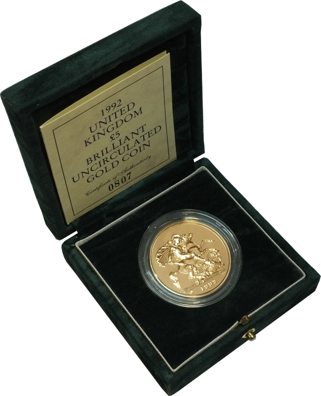 1992 Gold £5 Coin Brilliant Uncirculated Boxed