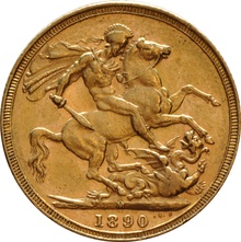 1890 Gold Sovereign - Victoria Jubilee Head - M