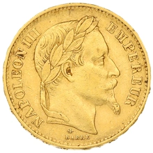 1870 20 French Francs Gold Coin Napoleon III A