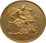 1994 Proof £5 Gold Coin (Quintuple Sovereign) - no Box or cert