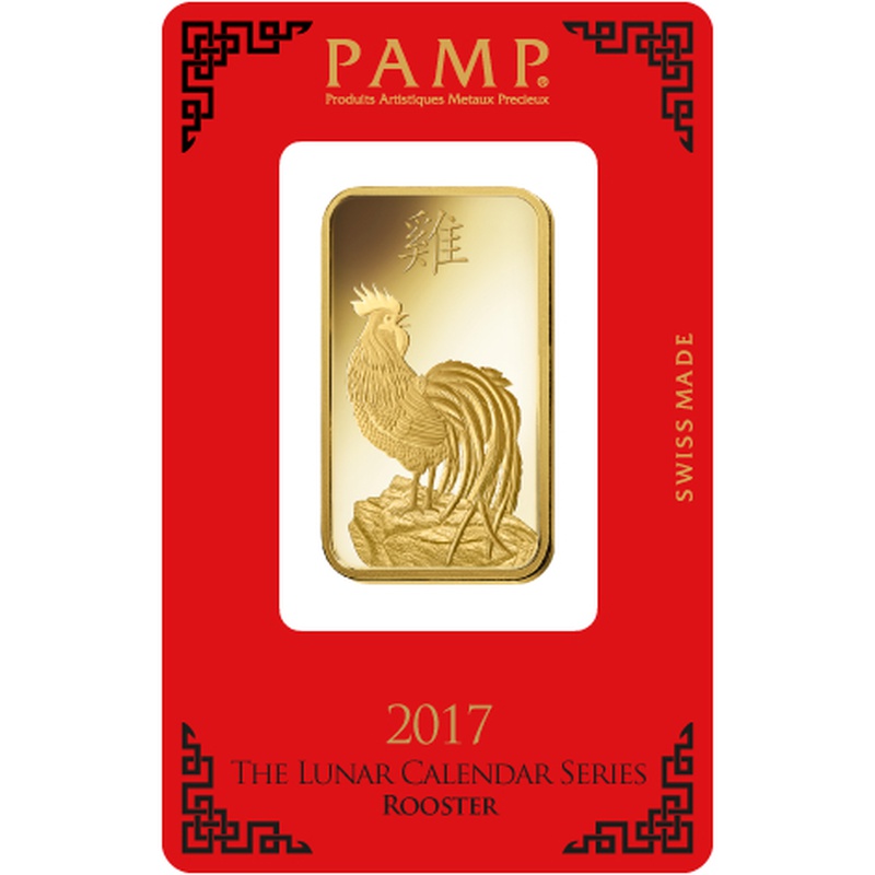 PAMP 1oz 2017 Year of the Rooster Gold Bar
