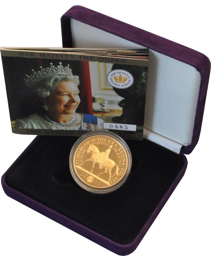 2002 - Gold Five Pound Proof Coin, Golden Jubilee