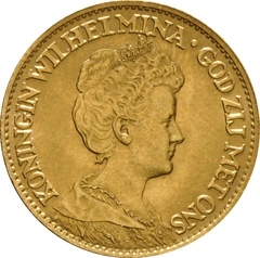 Dutch 10 Guilders Gold Coin Wilhelmina Mature 1911-1917