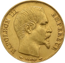 Boxed 20 French Francs - Napoleon III Bare Head