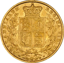 1852 Gold Sovereign - Victoria Young Head Shield Back- London