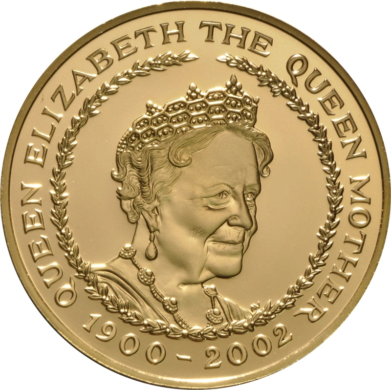 2002 - Gold Five Pound Proof Coin, Queen Mother Memorial