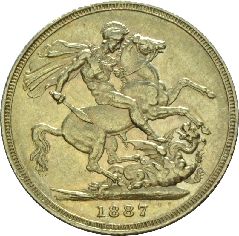 1887 Gold Sovereign - Victoria Young Head - M