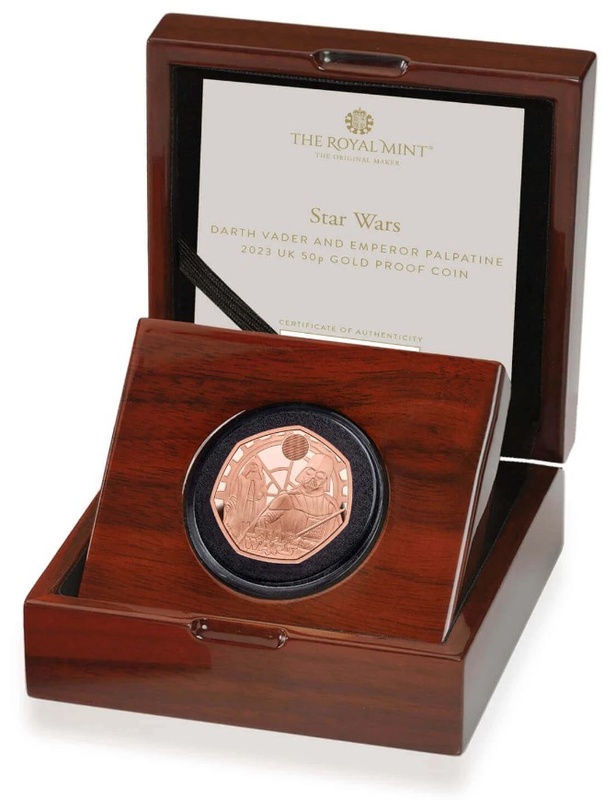 2023 Star Wars - Darth Vader & Emperor Palpatine Fifty Pence 50p Proof Gold Coin Boxed