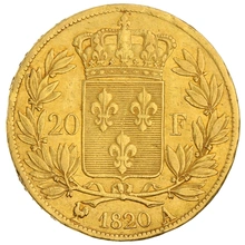 20 French Francs - Louis XVIII Bare Head