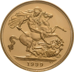 1999 Proof Gold Sovereign Coin Elizabeth II Fourth Head