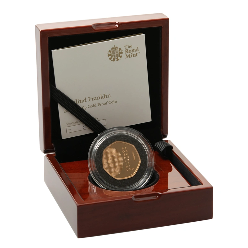 2020 Rosalind Franklin Fifty Pence Proof Gold Coin Boxed