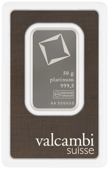 50g Platinum Bar Valcambi Minted