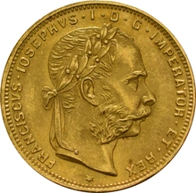 Austrian 20 Francs 8 Florins Gold Coin