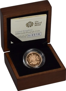 2008 Proof Gold £1 Pound Coin Boxed