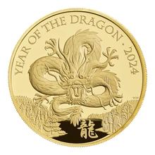 2024 Royal Mint 5oz Year of the Dragon Proof Gold Coin Boxed