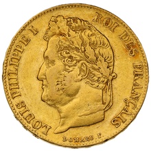 1839 20 French Francs - Louis-Philippe Laureate Head - A