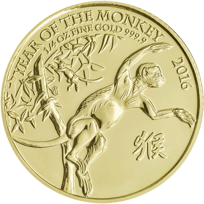 2016 Royal Mint 1/4 Oz Year of the Monkey Gold Coin