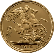 1992 Gold Half Sovereign Elizabeth II third Head - Proof no box