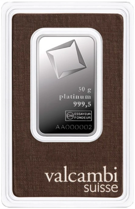 50g Platinum Bar Valcambi Minted
