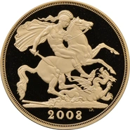 2008 Proof £5 Gold Coin (Quintuple Sovereign) - no Box or cert