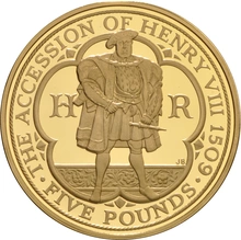 2009 Proof Gold Crown £5 Coin Henry VIII Boxed