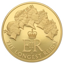 2015 - 5oz £10 Gold Proof Coin, The Longest Reigning Monarch Boxed