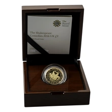 2016 £2 Two Pound Proof Gold Coin: The Shakespeare Comedies Boxed