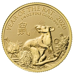 2020 Year of the Rat Gold Coin 1/4oz Royal Mint Lunar Series