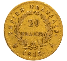 1813 20 French Francs Gold Coin Napoleon I A
